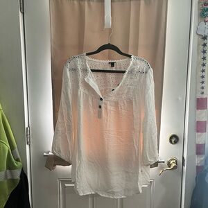 White Women's Top with Button Detail